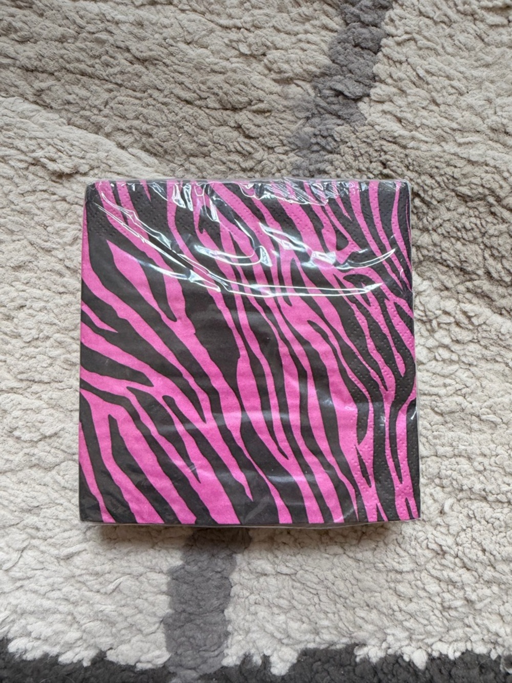 Pink and Black Zebra Print Napkins - Bold Animal Stripe